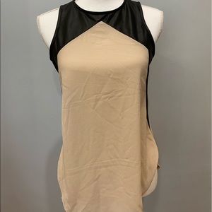 Agaci leather and chiffon blouse